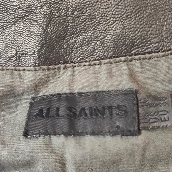 AllSaints Women's Brown Leather Jacket Snap Poppers UK 10 Steampunk Biker Grunge - Picture 7 of 9